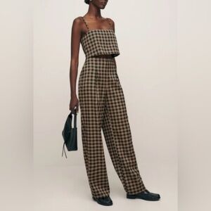 Reformation Brown and Black Checkered Top